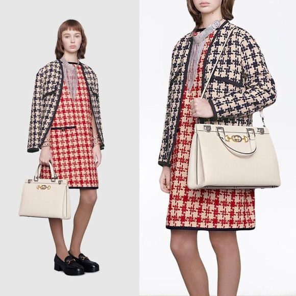 GUCCI BAG 564714 ZUMI MEDIUM GRAINY WHITE LEATHER TOP HANDLE INTERLOCKING G LOGO - Picture 16 of 16